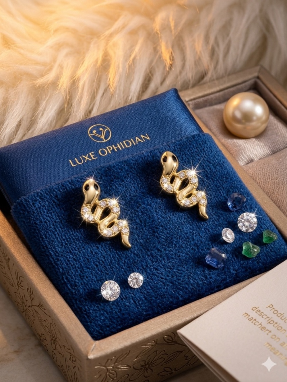 14k Gold - Filled Snake Crystal Stud Earrings